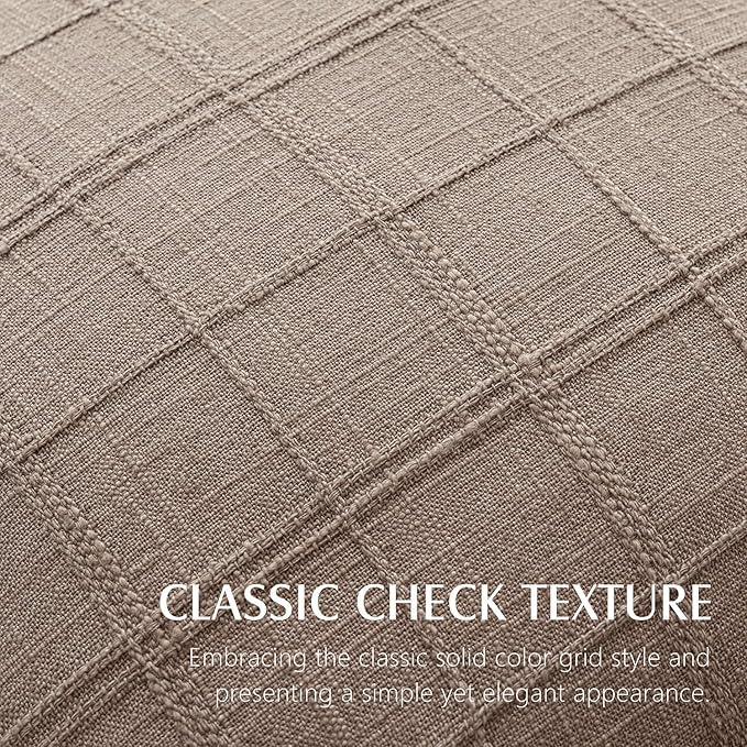 Foindtower Set of 2 Decorative Linen Check Throw Pillow Covers Neutral Farmhouse Vintage Cushion Covers Modern Boho Home Decor for Sofa Chair Couch Bedroom Living Room Outdoor,20×20 Inch,Tan Taupe