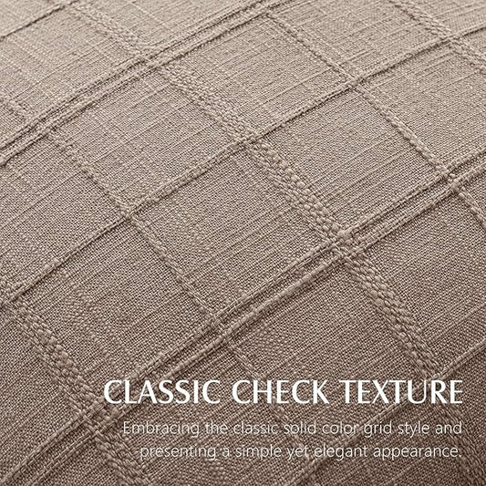 Foindtower Set of 2 Decorative Linen Check Throw Pillow Covers Neutral Farmhouse Vintage Cushion Covers Modern Boho Home Decor for Sofa Chair Couch Bedroom Living Room Outdoor,24×24 Inch,Tan Taupe