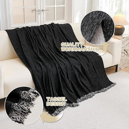 MYSKY HOME Black Chenille Sofa Slipcover Couch Covers for Sectional l Shaped Couch Pets Protector Furniture Covers Futon Cover Super Soft Washable Decorative Couch Covers for 3 Cushion, 91"x118"