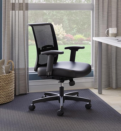 HON Convergence Ergonomic Office Chair, Breathable Back Support Mesh, Adjustable Arms, Computer Chair with Lumbar Support, Rolling Swivel Wheels, Comfortable Synchro-Tilt Recline, Vinyl, Black