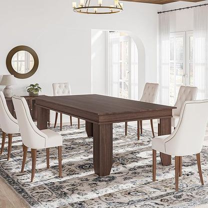 GarveeHome Farmhouse Dining Table for 6-8 People, 71" Long Brown Kitchen Tables with Wooden Sturdy Frame, 6 Ft Large Rectangular Dinner Table for Living Room, Kitchen, Dining Room