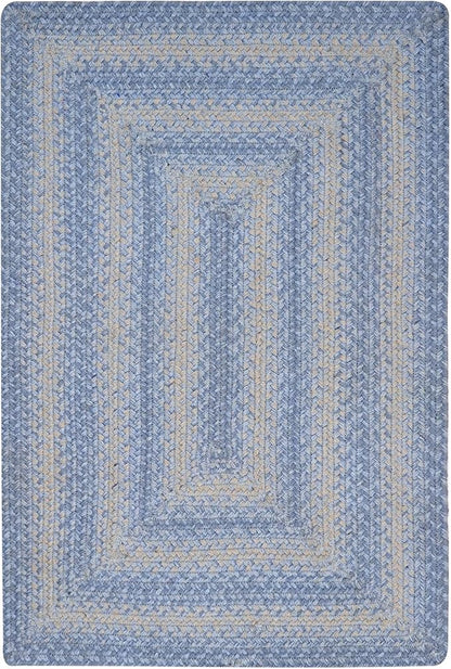Homespice Sky Blue Jute Braided Rope Rug, 5x8' Rectangle - Country Style Coastal Decor, Perfect for Bedrooms and Living Rooms - Easy to Clean and Pet Friendly