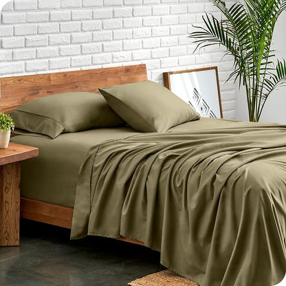 Bare Home Ultra-Soft Twin XL Sheet Set - Luxury 1800 - Hydro-Brushed - Deep Pockets - Easy Fit - 3 Piece Set - Bed-ding Sheets & Pillowcases (Twin XL, Olive)