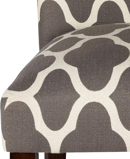HomePop Parsons Classic Upholstered Accent Dining Chair, Set of 2, Grey and Cream Geometric