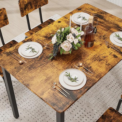 Ball & Cast 5 Pieces Dining Table Set with 4 Chairs,Kitchen Table and Chairs for 4 W/ 43" Rectangle Desk,Living Room Furniture W/Anti-Slip Foot Pads and Corner Protection,for Small Space,Brown