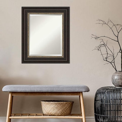 Amanti Art Bronze Bathroom Mirror for Over Sink, 27x23 Paragon Bronze Rectangle Vanity Mirror, Small Traditional Frame, Hangs Horizonally and Vertically, Bathroom Wall Decor, Beveled Edge