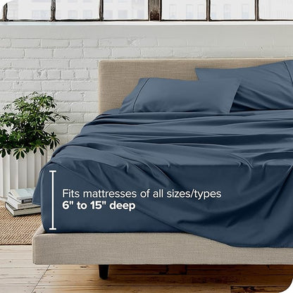Bare Home Queen Sheet Set - Luxury 1800 Ultra-Soft Microfiber Queen Bed Sheets - Double Brushed - Deep Pockets - Easy Fit - 4 Piece Set - Bedding Sheets & Pillowcases (Queen, Bering Sea)