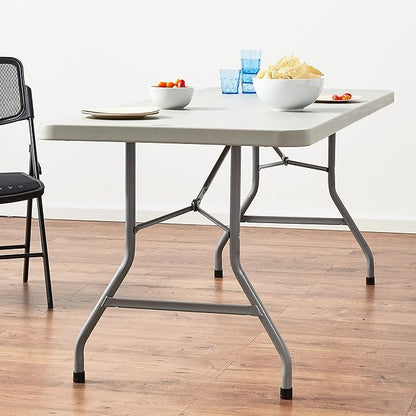Office Star Resin Multipurpose Rectangle Folding Table for Indoor or Outdoor Use, 6 Feet Light Gray