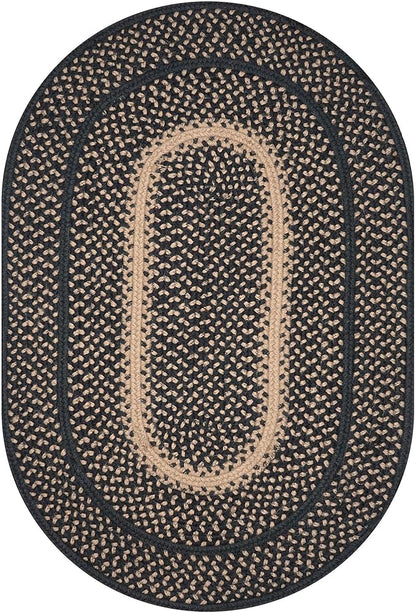 Manchester Black Braided Oval Rug, Jute, 4x6' - Perfect Country Primitive Decor for Entryway, Bedroom, Everywhere