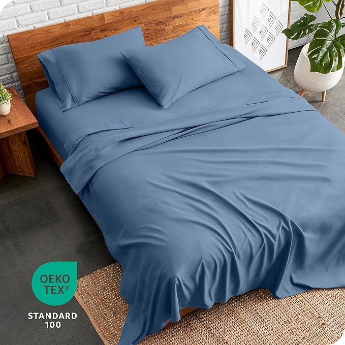 Bare Home Ultra-Soft Twin Sheet Set - Luxury 1800 - Hydro-Brushed - Deep Pockets - Easy Fit - 3 Piece Set - Bedding Sheets & Pillowcases (Twin, Coronet Blue)