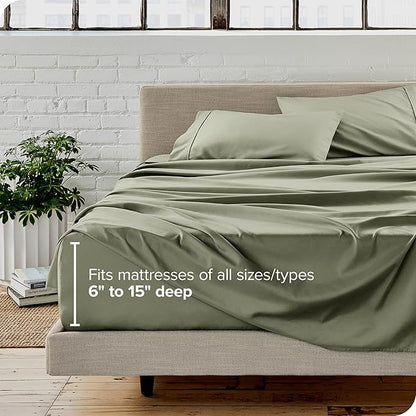 Bare Home Split King Sheet Set - 1800 Ultra-Soft Microfiber Bed Sheets - Double Brushed - Deep Pockets - Easy Fit - 5 Piece Set - Bed Sheets (Split King, Sage)