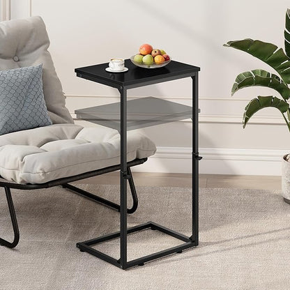 Vagusicc C Shaped End Table for Couch, 33.2'' Extra Tall C Table Adjustable Height Side Table, Small Side Table for Small Spaces, Couch Tables That Slide Under, Tv Tray Table for Living Room, Black