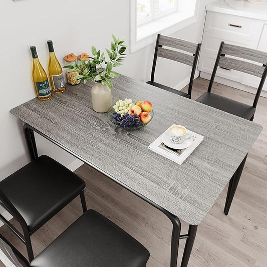 Dining Table for 4, Small Table and Chairs Set of 4, Square Dinette Set for 4, 5 Piece Kitchen & Dining Room Sets for Small Space (Oak, Table with 4 Upholstered Chairs)