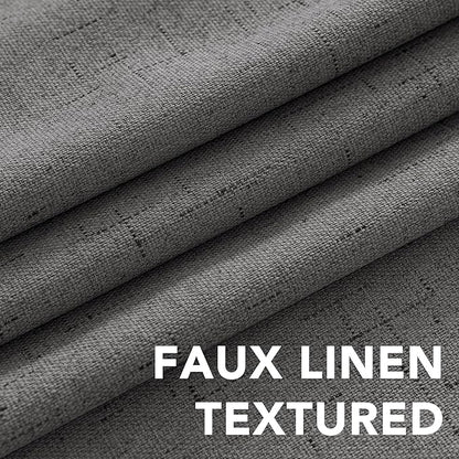 H.VERSAILTEX Linen Blackout Curtains Durable Thick Textured Linen Look 100% Blackout Patio Door Curtain Anti Rust Grommet Extra Wide Sliding Door Curtain Panel, W100 x L108 inch - Grey