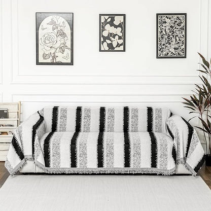 MYSKY HOME Boho Sofa Covers, Couch Covers for 2 Cushion Couch Sofa, Chenille L Shape Sectional Couch Cover- Pet-Friendly, Machine Washable, Sofa Protector for Kid, 71"x118", Black Star Cluster
