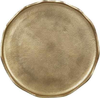 Kate and Laurel Alessia Modern Round Metal Side Table; 15 x 15 x 22; Gold; Decorative Glam Cast Aluminum End Table with Deckled Edge for Bedroom Nightstand or Living Room Accent