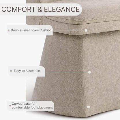 Swivel Dining Chairs Modern Desk Chair Upholstered Linen Fabric Side Chair for Kitchen Dining Room Bedroom,Khaki,2 Box