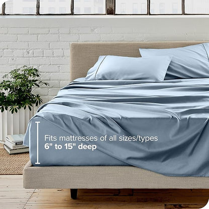 Bare Home Twin Sheet Set - 1800 Ultra-Soft Microfiber Twin Bed Sheets - Double Brushed - Deep Pockets - Easy Fit - Extra Soft - 3 Piece Set - Bedding Sheets & Pillowcases (Twin, Dusty Blue)