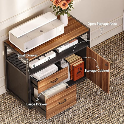 LITTLE TREE 63-Inch Office Desk with 31.5-Inch Lateral File Cabinet, Study Writing Desk Computer Desk for Home Office