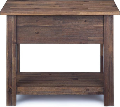SIMPLIHOME Monroe SOLID ACACIA WOOD 14 inch Wide Rectangle Rustic Narrow Side Table in Distressed Charcoal Brown for the Living Room and Bedroom