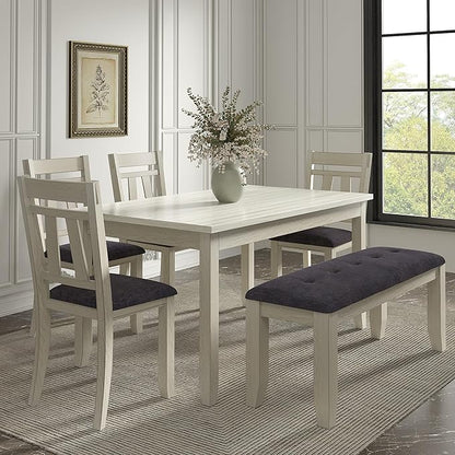 Solid Wood Dining Table, Part of Dining Table Set- Mix and Match Table, Chair, and Bench Sold Separately for Dining Room, Kitchen, Grey