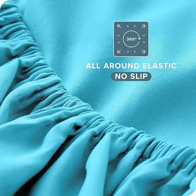 Bare Home Queen Sheet Set - Luxury 1800 Ultra-Soft Microfiber Queen Bed Sheets - Double Brushed - Deep Pockets - Easy Fit - 4 Piece Set - Bedding Sheets & Pillowcases (Queen, Aqua)