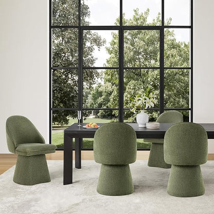 Swivel Dining Chairs Modern Desk Chair Upholstered Linen Fabric Side Chair for Kitchen Dining Room Bedroom,Moss Green,2 Box