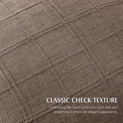 Foindtower Set of 2 Decorative Linen Check Throw Pillow Covers Neutral Farmhouse Lumbar Cushion Covers Modern Boho Home Decor for Sofa Chair Couch Bedroom Living Room Outdoor,12×20 Inch,Taupe Grey