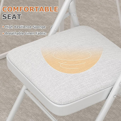 VECELO Padded Folding Chairs 4 Pack, Comfortable Cushioned Seat & Backrest with Steel Frame, for Office, Indoor Outdoor, Commercial Events, Light Grey