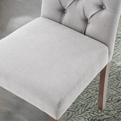 Tufted Upholstered Parsons Dining Chair Set Fabric Diner Accent Stylish Modern Kitchen Living Room with Button Sturdy Solid Wood Legs