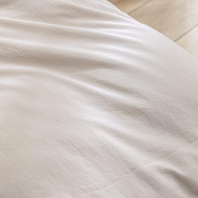 BESTOUCH Duvet Cover Set 100% Washed Cotton Linen Feel Super Soft Comfortable Chic Lightweight 3 PCs Home Bedding Set Solid Linen Grey Super King Plus