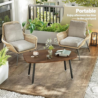 WOHOMO Folding Coffee Table Rustic Small Coffee Tables for Living Room Farmhouse Portable Table for Small Spaces Rectangular Mid Century Coffee Table, No Assembly 39.3 * 19.6 * 17.7IN, Walnut