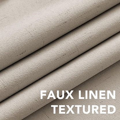 H.VERSAILTEX 100% Blackout Curtains for Bedroom Thermal Insulated Linen Textured Curtains Heat and Full Light Blocking Drapes Living Room Curtains 2 Panel Sets, Cobblestone, 52x63 Inch