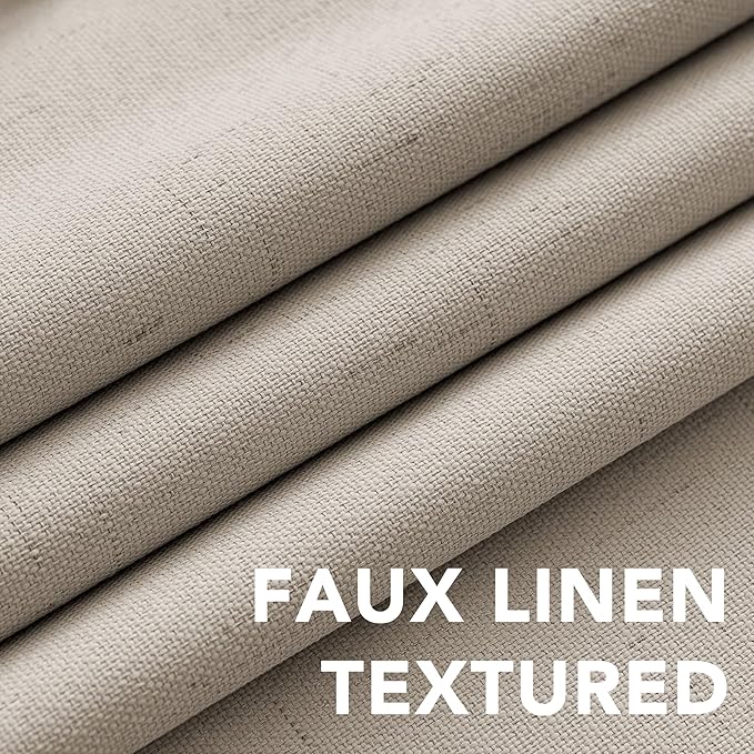 H.VERSAILTEX 100% Blackout Curtains for Bedroom Thermal Insulated Linen Textured Curtains Heat and Full Light Blocking Drapes Living Room Curtains 2 Panel Sets, 42x45 Inch, Cobblestone