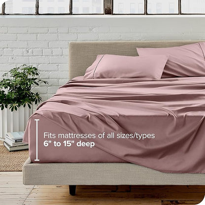 Bare Home California King Sheet Set - 1800 Ultra-Soft Microfiber Cal King Bed Sheets - Double Brushed - Deep Pockets - Easy Fit - 4 Piece Set - Bed Sheets (Cal King, Mauve)