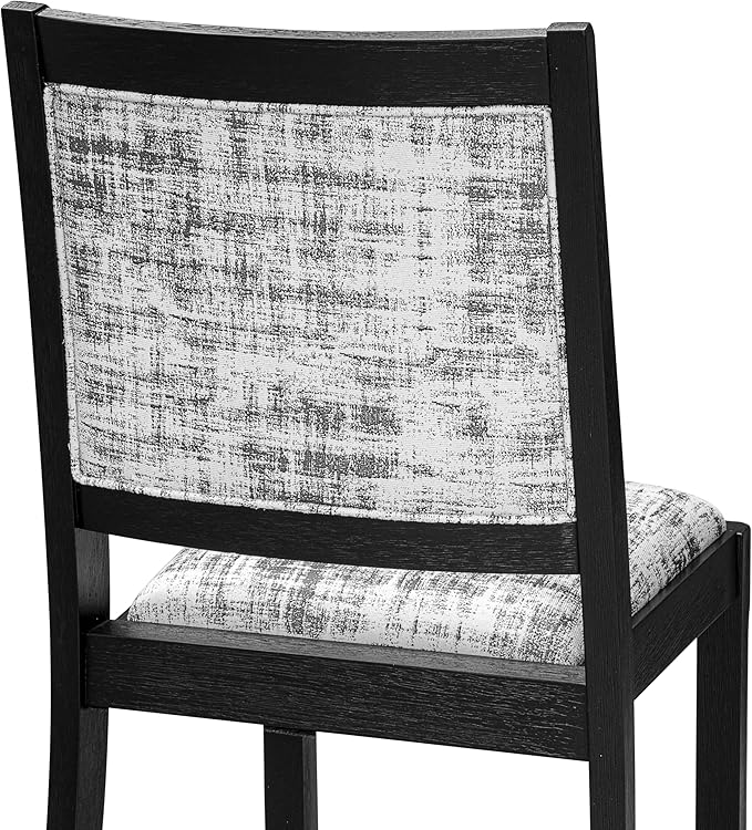 X02X2-2C6-30 4-pc Dining Room Table Set a Rectangular Kitchen Table and a wooden Bench and 2 Wire Brushed Black Polyester Stackable Chair, 39x120 Inch, Wire Brushed Black
