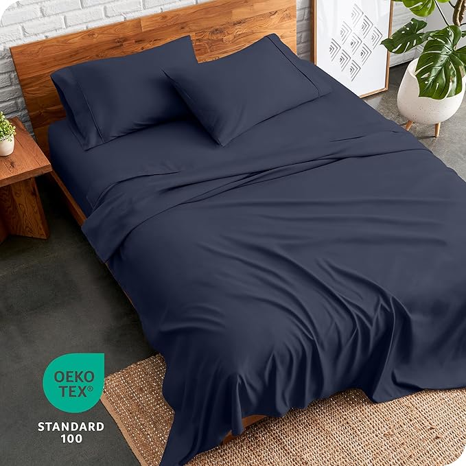 Bare Home Twin XL Sheet Set - College Dorm Size - Luxury 1800 Ultra-Soft Microfiber Twin Extra Long Sheets - Deep Pockets - Easy Fit - Extra Soft - 3 Piece Set - Bed Sheets (Twin XL, Midnight Blue)