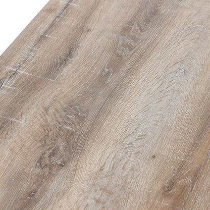 Household Essentials Wrap Rectangular Coffee Table Coastal Oak Rustic Wood Grain and White Metal