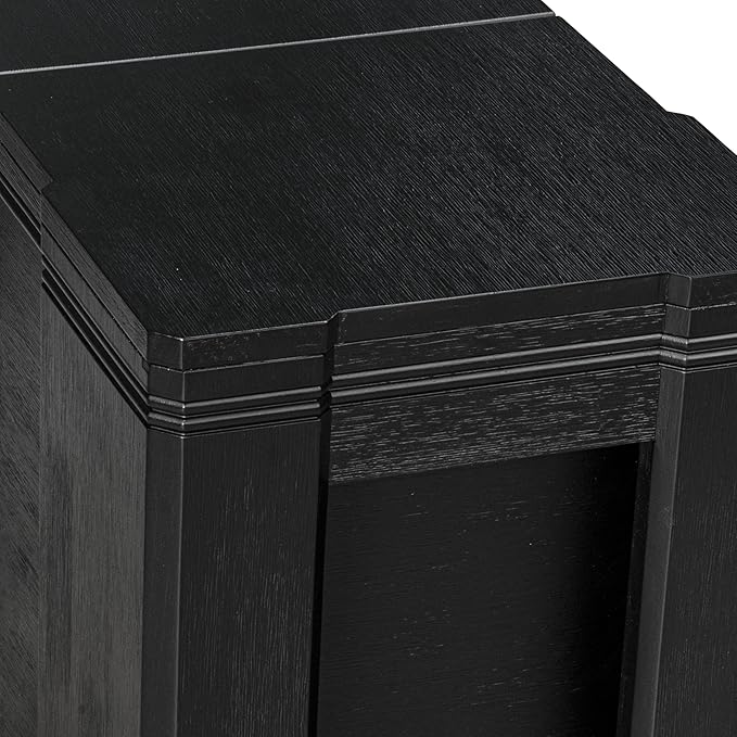 X07MZ-B06-50 - 9-Pc Dining Table Set a Rectangular Dining Table and a wooden Bench and 7 Dark Gotham Grey Linen Fabric Kitchen Chair, 39x120 Inch, Wire Brushed Black