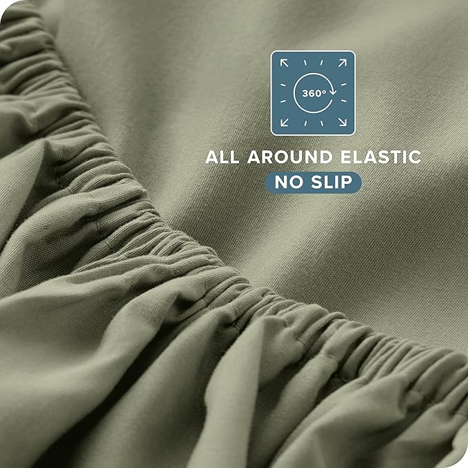 Bare Home Full XL Sheet Set - Luxury 1800 Ultra-Soft Microfiber Full Extra Long Bed Sheets - Double Brushed - Deep Pockets - Easy Fit - 4 Piece Set - Bedding Sheets & Pillowcases (Full XL, Sage)