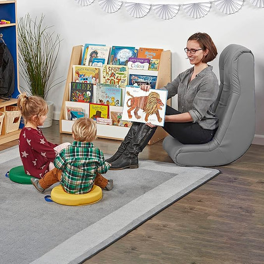 Factory Direct Partners Soft Tufted Floor Rocker - Cushioned Ground Chair for Kids Teens and Adults - Great for Reading, Gaming, Meditating, TV - Coal, 10488-GY