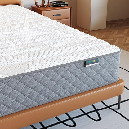 Firm Full Mattress,10 Inch Hybrid Full Mattress in a Box with Gel Memory Foam, Pocket Innerspring, Pressure Relief, Motion Isolation, Non-Fiberglass - Firm