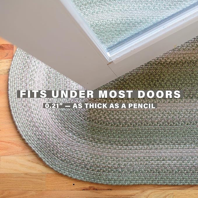 Grassland Country Braided Oval Rugs 16x24 - Braided Green Jute Rug for Kitchen and Entryway