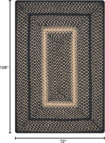 Manchester Black Braided Area Rug, Jute, 6x9' Rectangle - Perfect Country Primitive Decor for Dining Room, Living Room, Everywhere