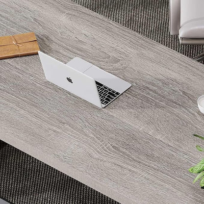 LVB Grey Desk, Industrial Wood Home Office Computer Desk for Bedroom, Farmhouse Metal Wooden Study Work PC Gaming Writing Table, Modern Simple Executive Writing Desk, 47 Inch, Light Gray