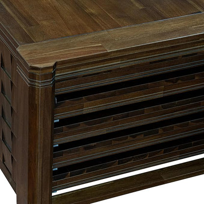 X07DA-BC8-32 10-Pc Kitchen Table Set includes an Extendable Rectangle Kitchen Table, 1 Coffee Table, 7 Polyester Dining Chairs and 1 Bench, 39x120 Inch, Antique Walnut