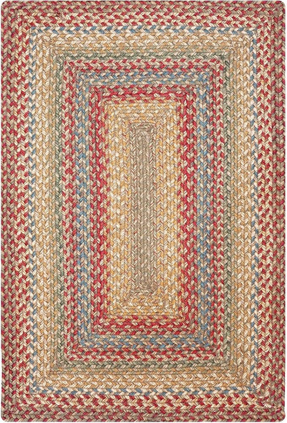 Azalea Multicolor Braided Area Rug, Jute, 6x9' Rectangle - Perfect Country Primitive Decor for Dining Room, Living Room, Everywhere