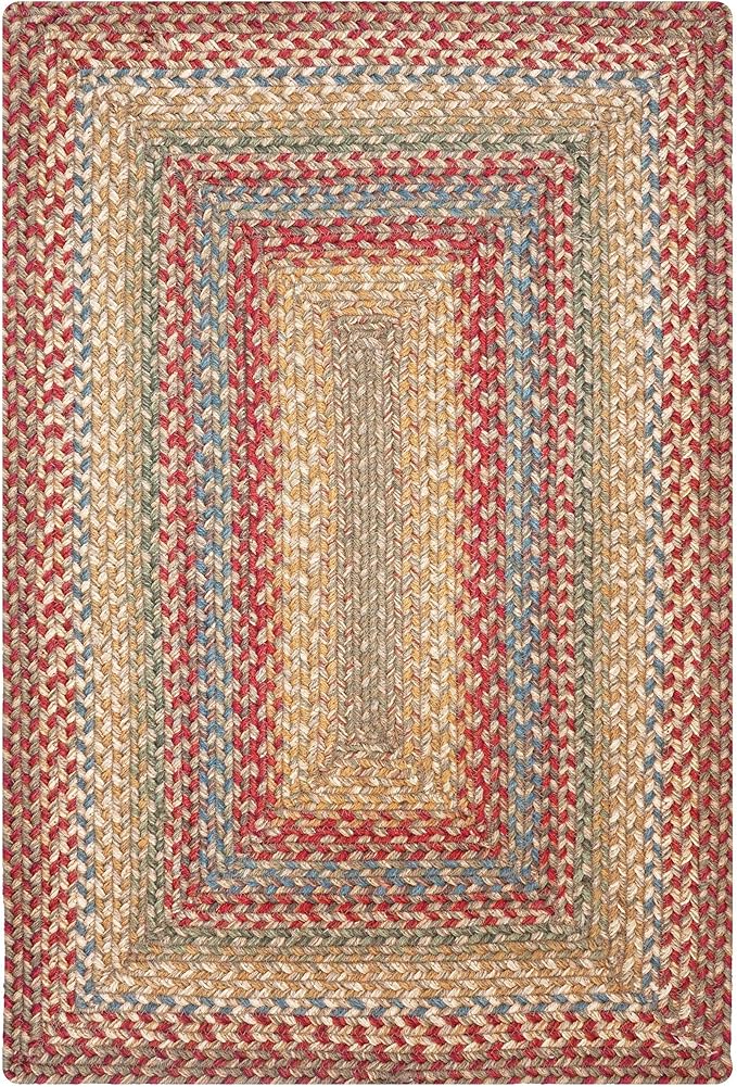 Azalea Multi Color Small Braided Rug, Jute, 27"x45" Rectangle - Perfect Country Primitive Decor for Entryway, Bathroom, Everywhere