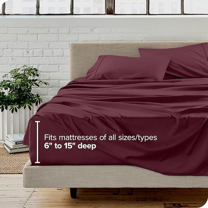 Bare Home Twin XL Sheet Set - College Dorm Size - Luxury 1800 Ultra-Soft Microfiber Twin Extra Long Bed Sheets - Deep Pockets - Easy Fit - Extra Soft - 3 Piece Set - Bed Sheets (Twin XL, Burgundy)