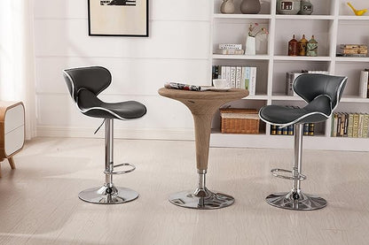 Roundhill Furniture Masaccio Cushioned Leatherette Upholstery Airlift Swivel Barstool, Set of 2, Grey